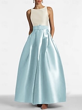 baratos VERDE-Vestido de noite em linha a, vestido com fenda alta, casamento na praia, convidado formal, comprimento até o chão, sem mangas, joia, pescoço, cinto/faixa, cetim com pregas, fenda 2025