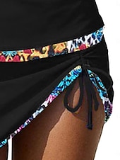 billiga Tankinis-Dam Badkläder Tankini 2 st Kjol Baddräkt Öppen rygg Hög midja Semester Standkläder Blommig Leopard V-hals Ärmlös Baddräkter