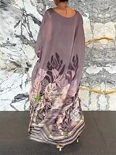 preiswerte Lässige Blumenkleider-Damen Maxidress Casual kleid Stilvoll Brautkleider schlicht Urlaub Täglich Regular Fit Blumen Langarm Rundhalsausschnitt Weiß Gelb Purpur Grün Sommer Frühling