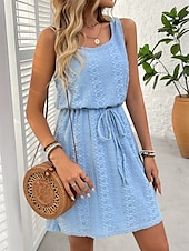 ieftine Rochii de soare-Pentru femei Rochie Lunga Rochie Maxi Rochie casual Rochie Tip Maieu Stilat Casual Vacanță Zilnic Fit regulat Simplu Fără manșon În U Negru Alb Albastru celest Vară Primăvară