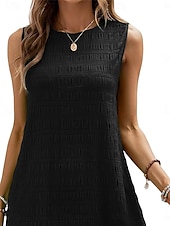 cheap Sundresses-Women&#039;s Mini Dress Casual Dress Tank Dress Basic Casual Vacation Daily Regular Fit Plain Sleeveless Crew Neck Black Pink Blue Summer