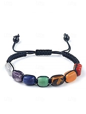 preiswerte Damenarmband-mehrfarbiges Natursteinarmband für Frauen, verstellbare Makramee-Kordel, Heilkristalle, Boho-Chic-Stil, ideal für spirituelle, lässige oder alltägliche Kleidung