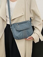 billiga Crossbodyväskor-brun crossbody-väska i konstläder med dubbdetaljer – avslappnad, trendig handväska för vardagsbruk, shopping och utflykter svart röd blå