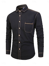preiswerte Herrenhemd zum Knöpfen-Herren Sommerhemd Freizeithemd Knopfhemd Grau Blau Schwarz Dunkelblau Leicht Blau Langarm Einfach Revers Urlaub Ferien Button-Down Bekleidung 100% Baumwolle Mode Lässig Bequem