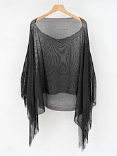 abordables Robes de plage-Maillots de bain pour femmes Couverture Robe de Bain Maillot de bain Franges Vacances Plage Vêtements Couleur Unie Col Ronde Manches Longues