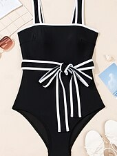 billiga One-piece-baddräkter-Dam Badkläder En bit Monokini Baddräkt Öppen rygg Magkontroll Hög midja Smal Semester Standkläder Ensfärgat Rund Ärmlös Baddräkter