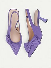 olcso Cicás sarkú cipők-női velúr slingback sarkú cipő – hegyes orrú cicasarkú masnival, elegáns pumpák bulikhoz és irodai viselethez