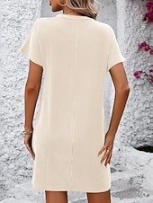 abordables Vestido blanco-día de San Valentín Mujer Normal Mini vestido Vestido de cambio Vestido informal Vestidos Boho Chic Bohemia Estilo lindo Elegante Casquillo Manga Murciélago Casual Hogar Vacaciones Moldeado al Cuerpo