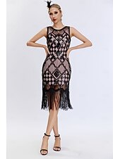 cheap Dresses-Retro Vintage Roaring 20s 1920s Flapper Dress Dress Christmas Party Dress The Great Gatsby Sequins Tassel Fringe Heart Women&#039;s Carnival Masquerade Wedding Wedding Guest Event / Party Adults&#039; Dress