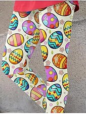 cheap Easter Bottoms-Women&#039;s Leggings Trousers Fashion Streetwear Full Length High Waist Graphic Plaid Pattern Printing Thermal Warm Breathable Soft Micro-elastic Outdoor Daily Buff Black Fall Winter Regular Fit