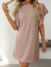 voordelige T-shirt-jurken-Dames Mini-jurk Casual jurk Mini-jurk A lijn jurk Basic Verjaardag Vakantie Werk Casual Ruim Passend Streep Katoenen stof Korte mouw Strakke ronde hals Blozend Roze Hemelsblauw Groen Khaki Zomer Lente
