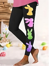 cheap Easter Bottoms-Women&#039;s Leggings Trousers Vintage Fashion Casual Full Length High WaistPantsEaster Graphic Animal Printing Breathable Soft Micro-elastic Vacation Casual Daily Black Summer Spring Regular Fit