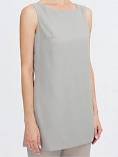 tanie Garnitury dla mamy-Kombinezon  Spodnium 3 Częściowe Teściowej Ślubne Gościń Elegancka Plus Size Zawiera Bateau Długość do Podłogi Chiffon Bez Rękawów Kurtka z Jednolitym Kolorem