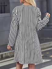 preiswerte Streifen- und geometrisches Kleid-Damen Minikleid Etuikleid Sommerkleid Figurbetontes Kleid Brautkleider schlicht Urlaub Täglich Regular Fit Blumen Langarm V Ausschnitt Schwarz Dunkelblau Sommer