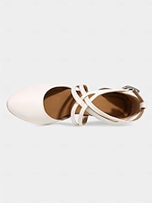 economico Scarpe per balli latini-scarpe da ballo in raso bianco con design a cinturino incrociato – tacco medio, punta aperta per donna – ideali per matrimoni, eventi formali e gare di ballo