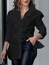 economico Bluse Eleganti-Per donna Camicia Elegante Manica 3/4 Scollo a V Top Regolari Nero Estate Primavera