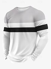 cheap Basic T shirts-Men&#039;s Tee Tee Top Long Sleeve Shirt Long Sleeve Crewneck Spring &amp;  Fall Stripes Fashion Designer Color Block Vacation Street Going out Gray+White Red+Black Top Tee for Men