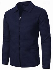economico Giubbotti e cappotti da uomo-Per uomo Giacca Leggera Giacca Estiva Giacca Camicia Giacca di transizione Vacanza Quotidiano Resistente all&#039;usura Tasca Primavera Autunno Semplice Moda Classico Bavero Regolare Nero Bianco Vino Blu