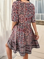 abordables Robes de vacances-Femme robe longue Robe casual Robe Trapèze Elégant mode Décontractées Vacances du quotidien Ample Graphic Manche Courte Col V Noir Jaune Bleu Vert Eté Printemps
