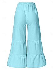 cheap Wide Leg &amp; High Waisted-Women&#039;s Wide Leg Chinos Fashion Streetwear Full Length High Waist Plain Pocket Elastic Waistband Comfy Soft Comfortable Micro-elastic Outdoor Street White Khaki Light Blue Summer Spring Regular Fit