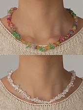 levne Dámský náhrdelník-ametystový křišťálový náhrdelník pro ženy přírodní kámen, surové čipové korálky, boho chic styl ideální pro každodenní nošení, duchovní a léčivé šperky