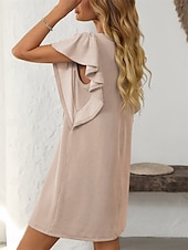 voordelige T-shirt-jurken-Dames Mini-jurk Casual jurk Mini-jurk A lijn jurk Basic Verjaardag Vakantie Werk Casual Ruim Passend Streep Katoenen stof Korte mouw Strakke ronde hals Blozend Roze Hemelsblauw Groen Khaki Zomer Lente