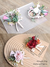 ieftine Bratara de dama-butoniera de nunta si corsajul de la incheietura mainii – accesorii florale elegante de trandafiri artificiali pentru mire, miri, domnisoare de onoare si evenimente speciale