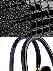 abordables Bolsos de mano y tote-Elegante bolso de mano de piel sintética con efecto cocodrilo: elegante bolso de mano con asa superior y correa de hombro desmontable, lujoso bolso de mano para mujer, perfecto para el trabajo, fiestas y eventos formales negro rosa rojo