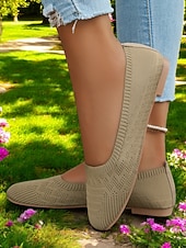 ieftine Pantofi Joși de Damă-pantofi de damă din tricot albastru deschis – pantofi cu vârf pătrat, respirabili, cu branț căptușit, pentru ținute de lucru și casual