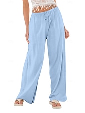 ieftine Pantaloni din bumbac simplu-Pentru femei Pantaloni scurți din bumbac in Pantaloni inspirați din in Pantaloni din bumbac in Casual Lungime totală Natural Curea elastică Design Elastic cu Cordon Inelastic Alb lăptos Carmin Verde