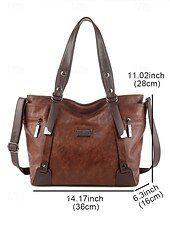 cheap Handbag &amp; Totes-Premium Brown Faux Leather Handbag for Women – Versatile Messenger Bag with Adjustable Strap for Work and Casual Use