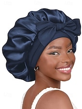 abordables Chapeaux pour femmes-bonnet de nuit en satin de soie avec nœud pour femme – protection des cheveux douce, confortable et élégante, disponible en plusieurs couleurs