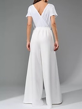 abordables Moins de 129,99 $-Pantalon mère de la mariée Robe élégante décontractée col rond longueur sol polyester manches courtes avec ceinture  ruban 2025