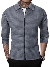 economico Giubbotti e cappotti da uomo-Per uomo Giacca Leggera Giacca Estiva Giacca Camicia Giacca di transizione Vacanza Quotidiano Resistente all&#039;usura Tasca Primavera Autunno Semplice Moda Classico Bavero Regolare Nero Bianco Vino Blu