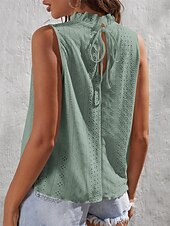 abordables Débardeurs et camisoles femme-Débardeur en Côtelé pour Femmes Uni Mode Moderne Décontracté Sans Manches Col Ras du Cou Tops Quotidiens Week-end Rose Vert Été