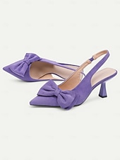 olcso Cicás sarkú cipők-női velúr slingback sarkú cipő – hegyes orrú cicasarkú masnival, elegáns pumpák bulikhoz és irodai viselethez