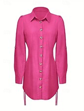 cheap Casual Dress-Women&#039;s Mini Dress Sexy Dress Elegant Daily Regular Fit Solid Color Long Sleeve V Neck Wine Fuchsia Green Dark Blue Fall