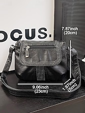 billiga Crossbodyväskor-brun crossbody-väska i konstläder med dubbdetaljer – avslappnad, trendig handväska för vardagsbruk, shopping och utflykter svart röd blå