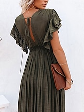 abordables Robes de plage-Femme Maillots de Bain Vêtement couvrant Robe de Bain Maillot de bain nouer devant Vacances Tenues de plage Couleur unie Col V Manches courtes Maillots de bain