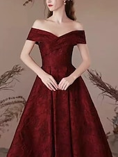 abordables Robes de bal de promo-Robes de bal en A robe vintage bal gala cravate noire longueur complète manches courtes épaules dénudées poches polyester sans dos avec imprimé floral robe invitée de mariage