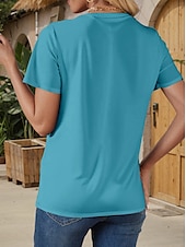 abordables T-shirt de Pâques-Pâques Femme T shirt Graphic Animal mode Décontractées Manche Courte Col V Hauts réguliers du quotidien Imprimer Bleu Eté Printemps