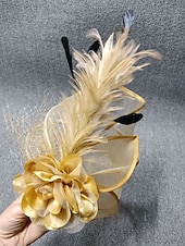 cheap Fascinators-Fascinators Feathers Net Veil Hat Wedding Horse Race With Feather Cap Headpiece Headwear