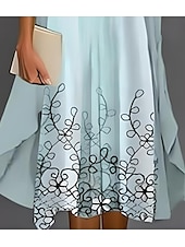 tanie Sukienka boho-Sukienka na absolwenci dla kobiet Midi sukienka Chiffon sukienka Sukienka Shift Letnia sukienka Elegancka Stylowa Formalna Gość weselny Codzienna Luźny Krój Kwiatowy nadruk Pół rękaw Crew Neck