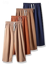 baratos perna larga e cintura alta-Mulheres chinês Moda Básico Capris Cintura Média Tecido Bolsos Com Cordão Conforto Exterior Sem Elasticidade Férias Rua Diário Castanho Avermelhado Marron Escuro Azul Marinho Escuro cáqui Verão