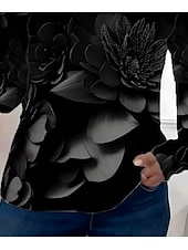 billige Kunst &amp; Design t-skjorte-Dame T skjorte Blomstret Elegant Årgang Mote Langermet Crew-hals Vanlige topper Daglig Ut på byen Helg Trykt mønster Svart Sommer Vår