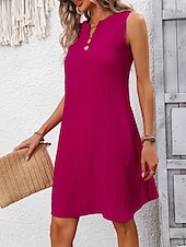 voordelige Overgooiers-Dames Mini-jurk Casual jurk Tank-jurk Basic Casual Vakantie Dagelijks Normale pasvorm Effen Mouwloos Gekerfde nek Marineblauw Fuchsia Groen Zomer