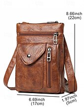 cheap Crossbody Bags-Women&#039;s Vintage Faux Leather Crossbody Bag - Multi-Pocket Crossbody Bag for Travel, Work and Leisure Black Brown Green