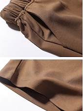 baratos perna larga e cintura alta-Mulheres chinês Moda Básico Capris Cintura Média Tecido Bolsos Com Cordão Conforto Exterior Sem Elasticidade Férias Rua Diário Castanho Avermelhado Marron Escuro Azul Marinho Escuro cáqui Verão