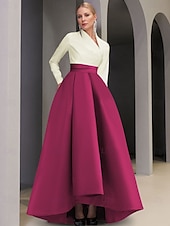 preiswerte SCHWARZ-Abendkleid in A-Linie mit schwarzer Krawatte, elegantes Kleid für formelle Hochzeitsgäste, asymmetrisch, lange Ärmel, V-Ausschnitt, Satin mit Tasche, 2025
