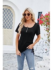 economico Magliette-Per donna Maglietta bohémien Liscio Boemia stile sveglio Moda Manica corta A farfalla Squadrata Top regolari Giornaliero Per uscire Fine settimana Tunica Nero Rosa Vino Blu Reale Viola Estate